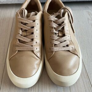 Vince Beige Leather Sneakers